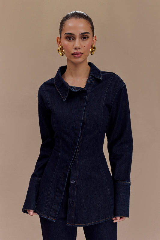 ROF Jericho Asimetrik Denim Gömlek - İndigo Mavi