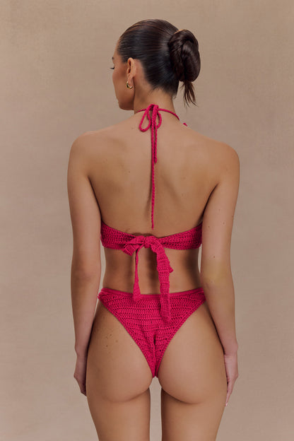 ROF Skye Çiçekli Tığ Bağlamalı Bikini Altı - Pembe Kiraz