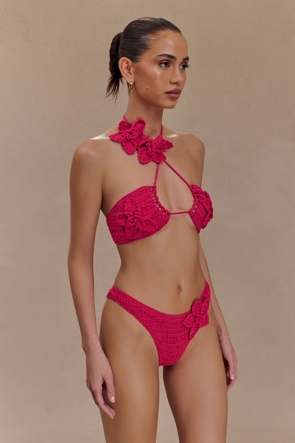 ROF Skye Çiçekli Tığ Bağlamalı Bikini Altı - Pembe Kiraz