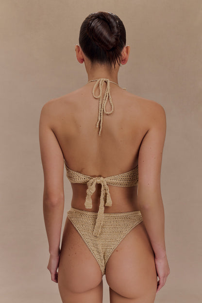 ROF Skye Çiçekli Tığ Bağlamalı Bikini Altı - Altın