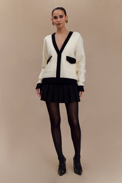 ROF Evangeline Oversize Triko Hırka - Siyah/Beyaz
