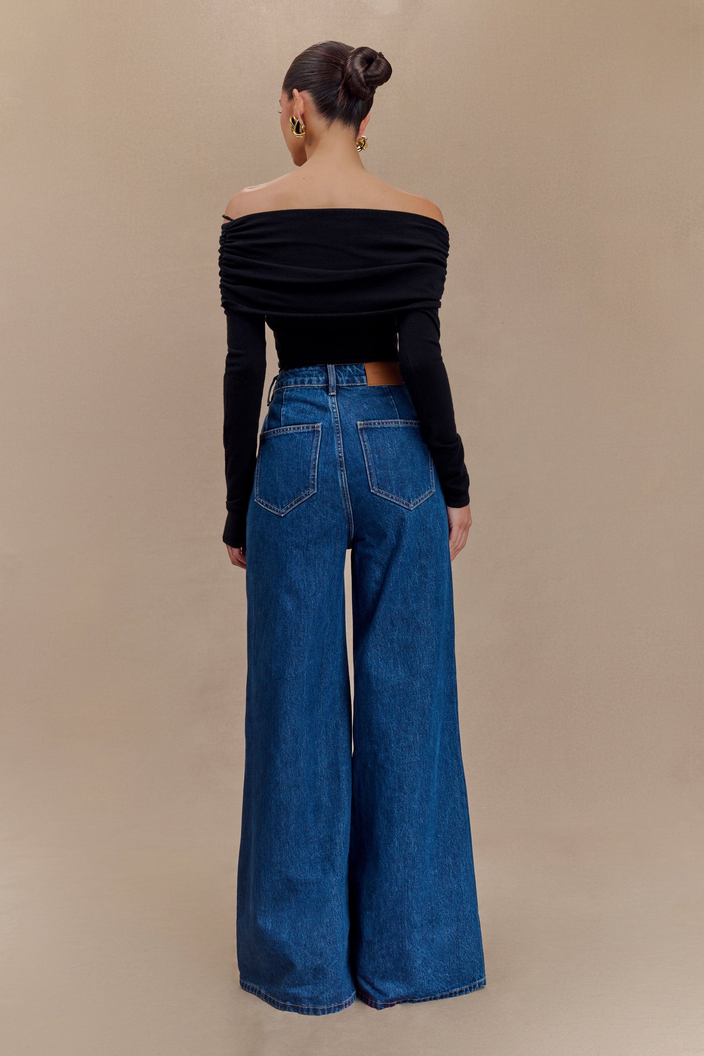 ROF Jen Geniş Paça Flare Denim Jeans - Lacivert