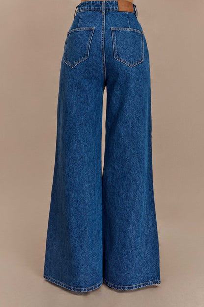 ROF Jen Geniş Paça Flare Denim Jeans - Lacivert