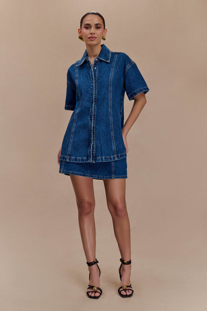 ROF Maya Oversize Kot Gömlek - Lacivert