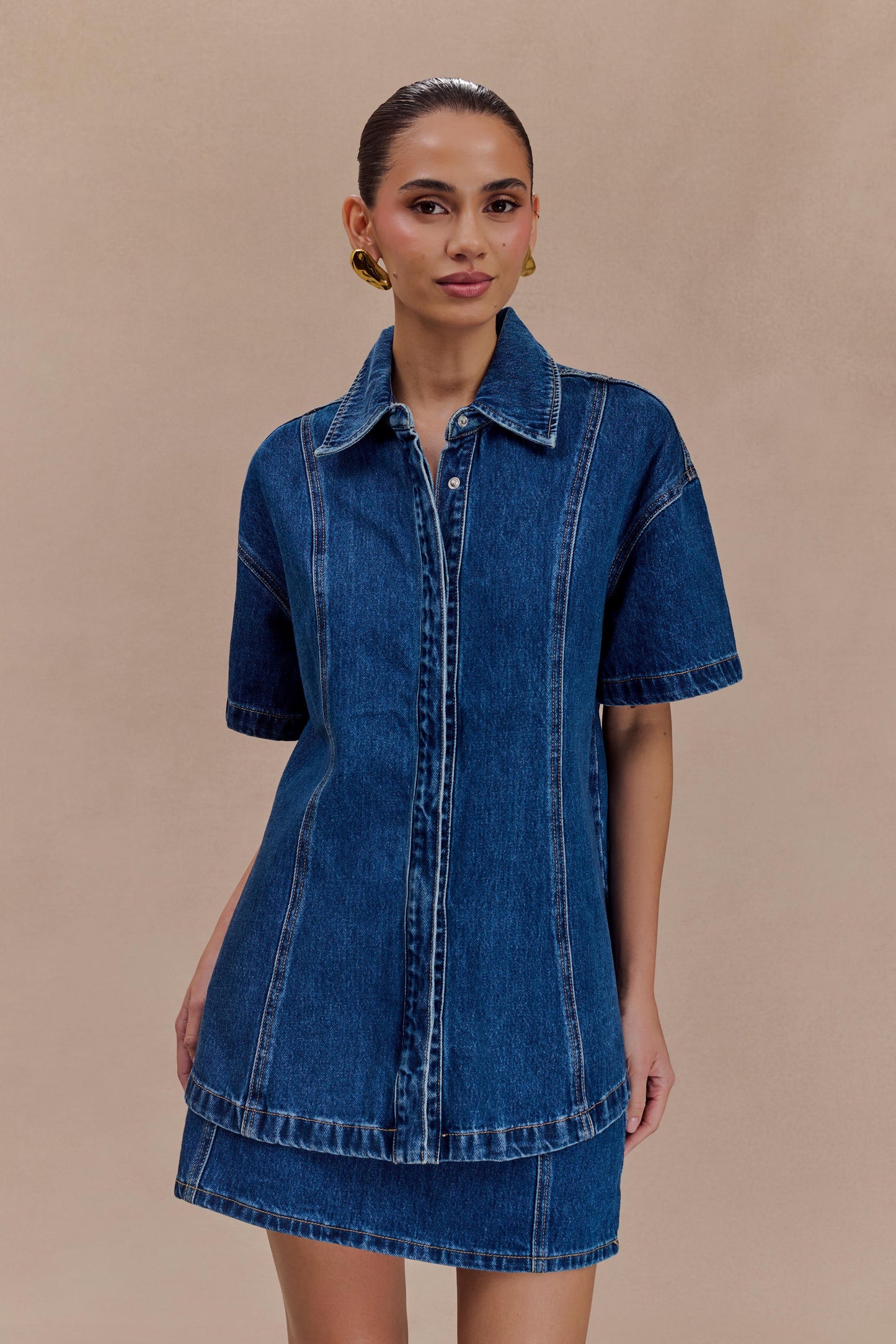 ROF Maya Oversize Kot Gömlek - Lacivert