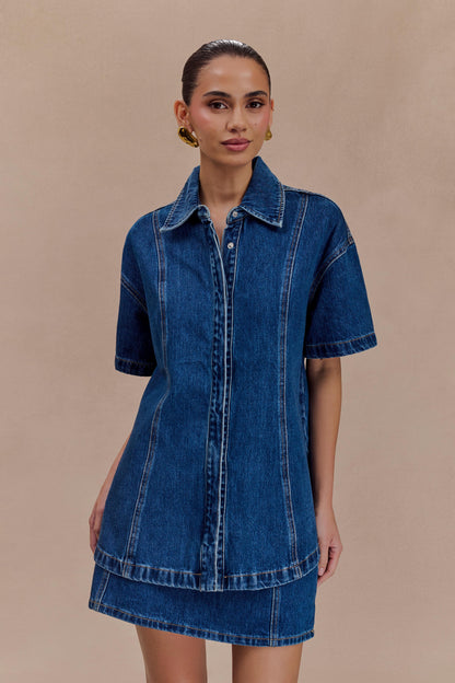 ROF Maya Oversize Kot Gömlek - Lacivert