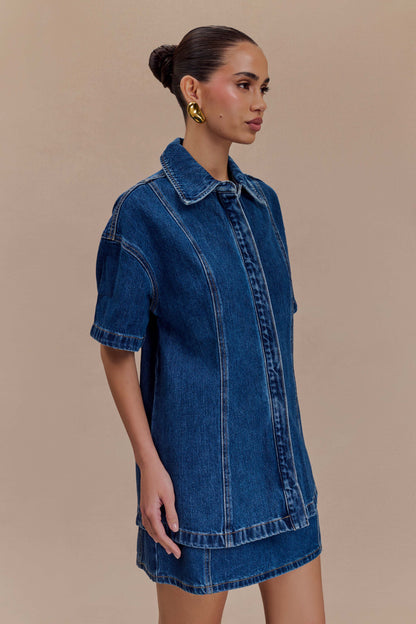 ROF Maya Oversize Kot Gömlek - Lacivert
