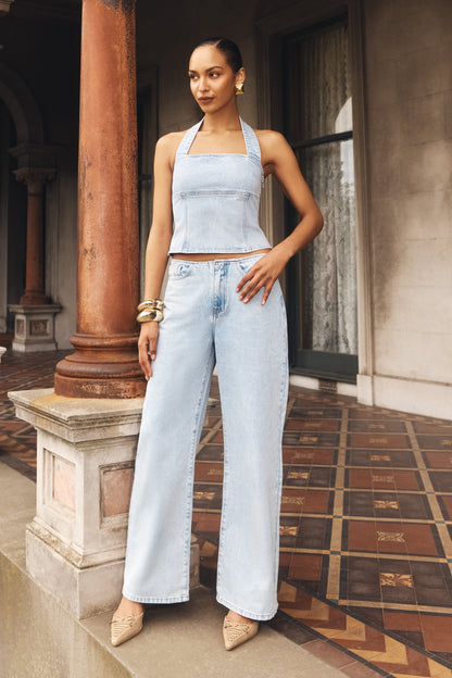 ROF Caitlin Mid Bel Denim Flare Jeans - Açık Mavi