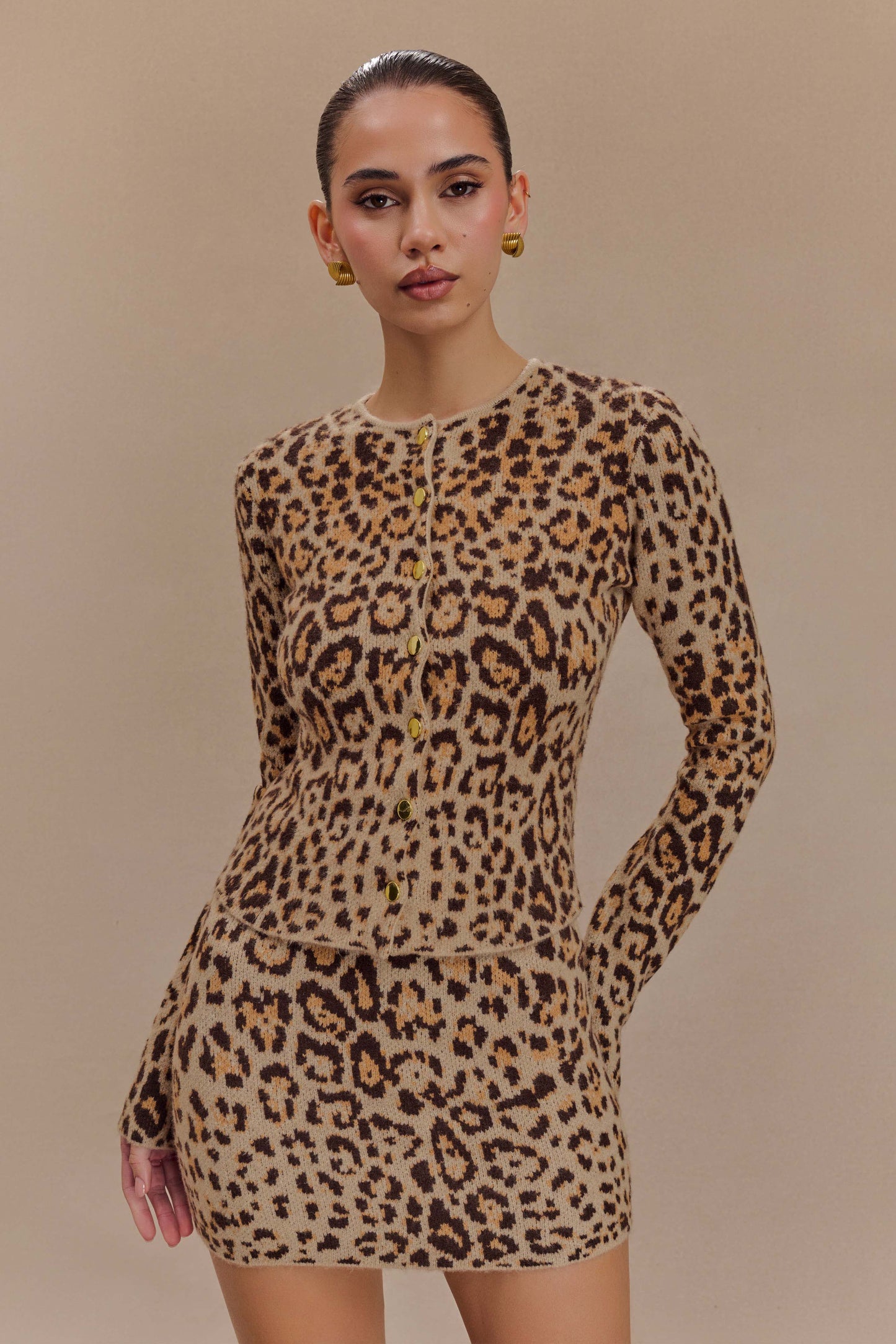 ROF Marissa Örgü Hırka - Leopar Desenli