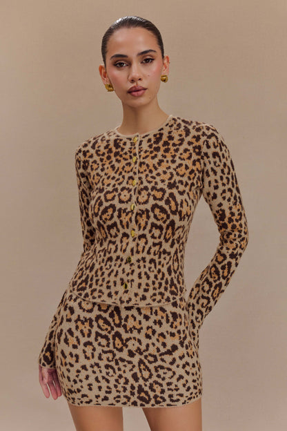 ROF Marissa Örgü Hırka - Leopar Desenli
