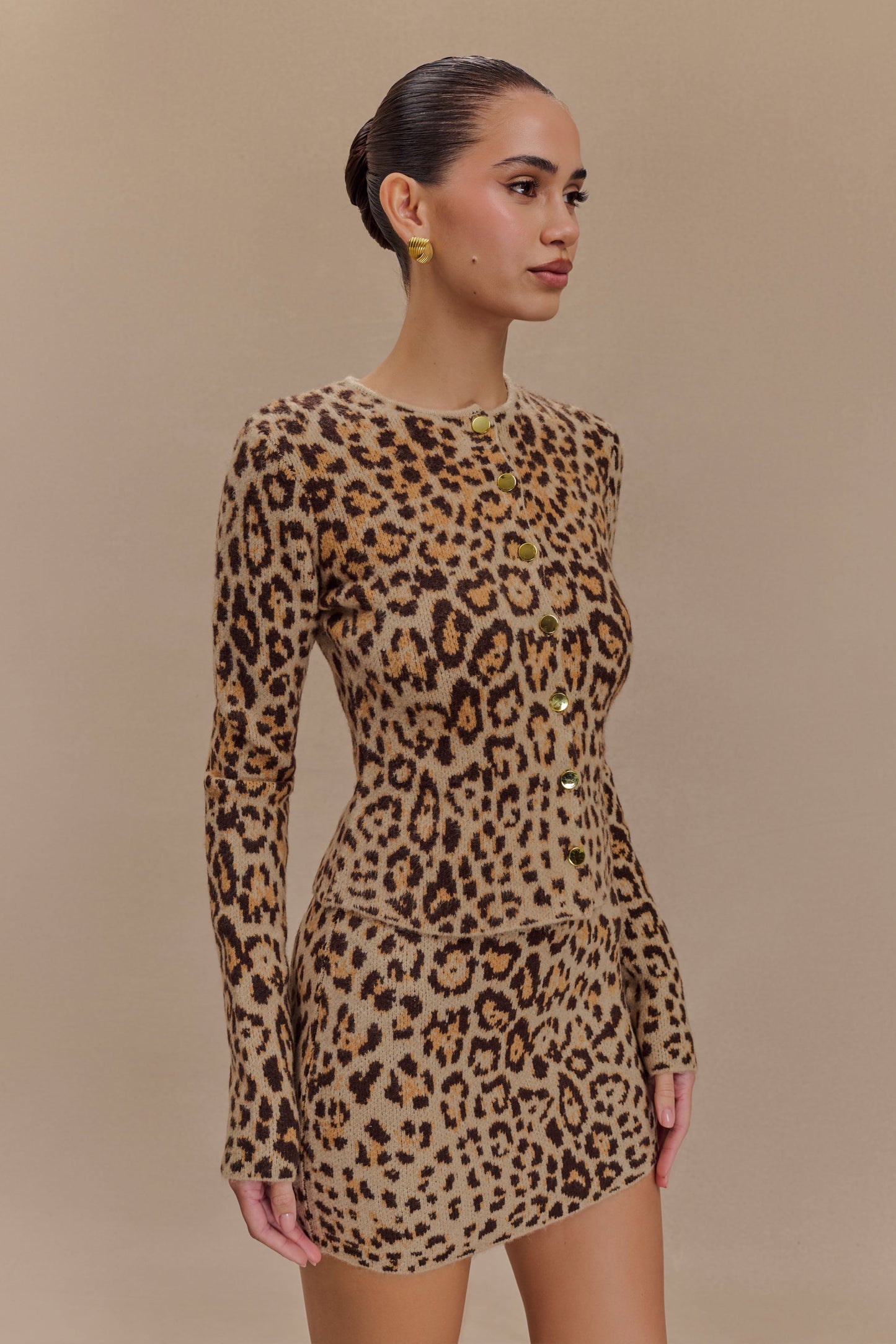 ROF Marissa Örgü Hırka - Leopar Desenli