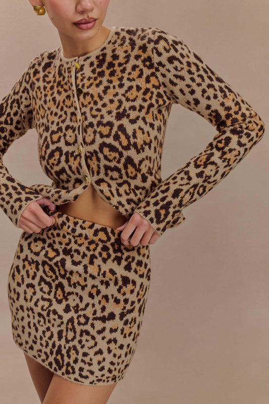 ROF Marissa Örgü Hırka - Leopar Desenli