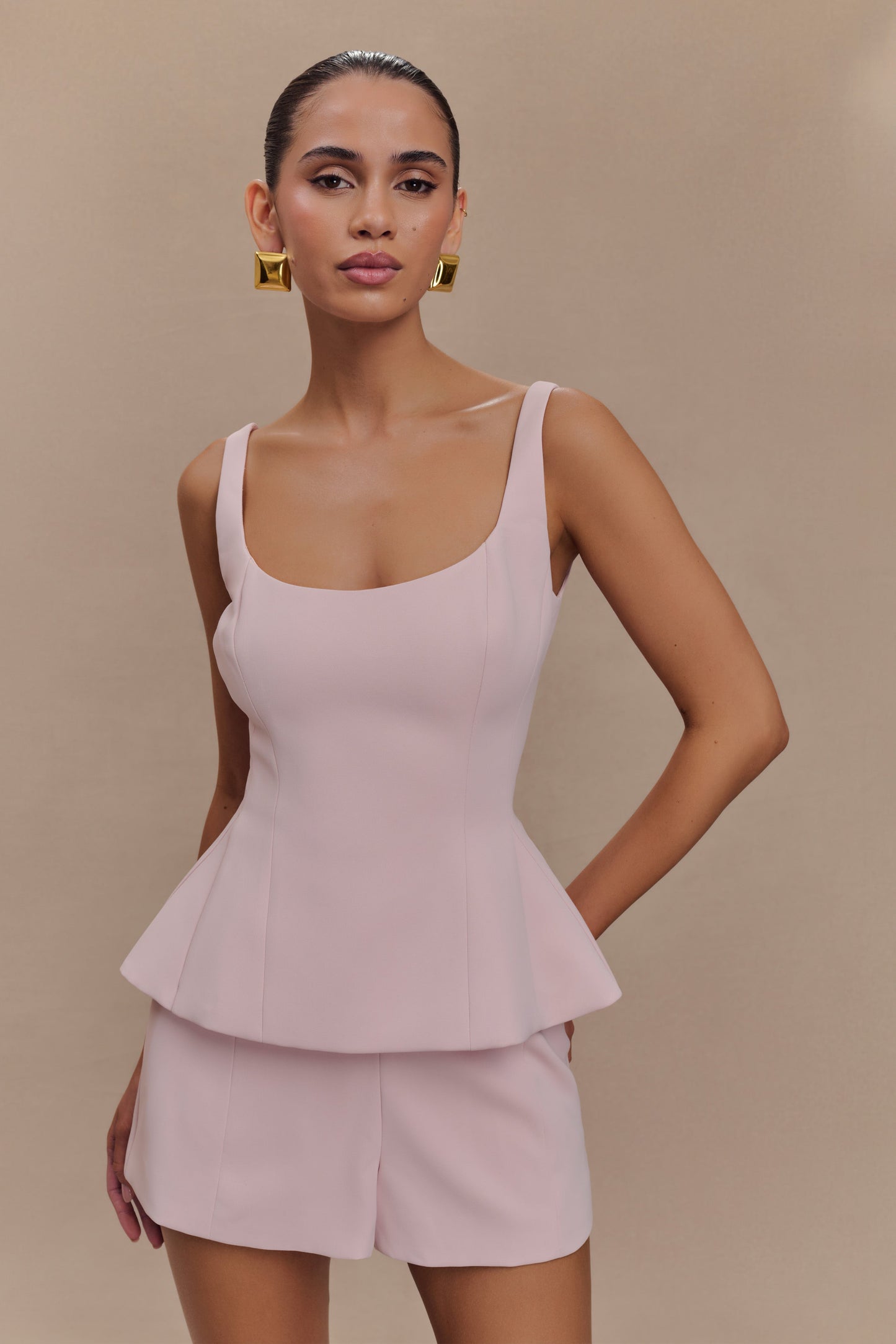 ROF Korrie Suit Peplum Üst - Pudra Pembesi