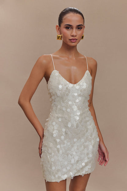 ROF Romilly Payet Mini Elbise - Fildişi
