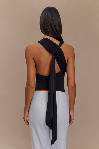 ROF Catelyn Asimetrik Scuba Jersey Üst - Siyah