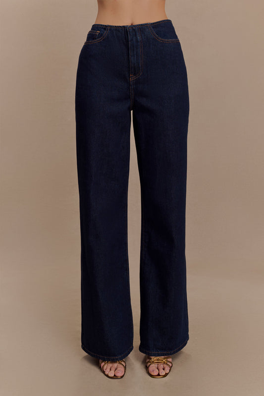 ROF Caitlin Mid Bel Denim Flare Jeans - İndigo Mavi