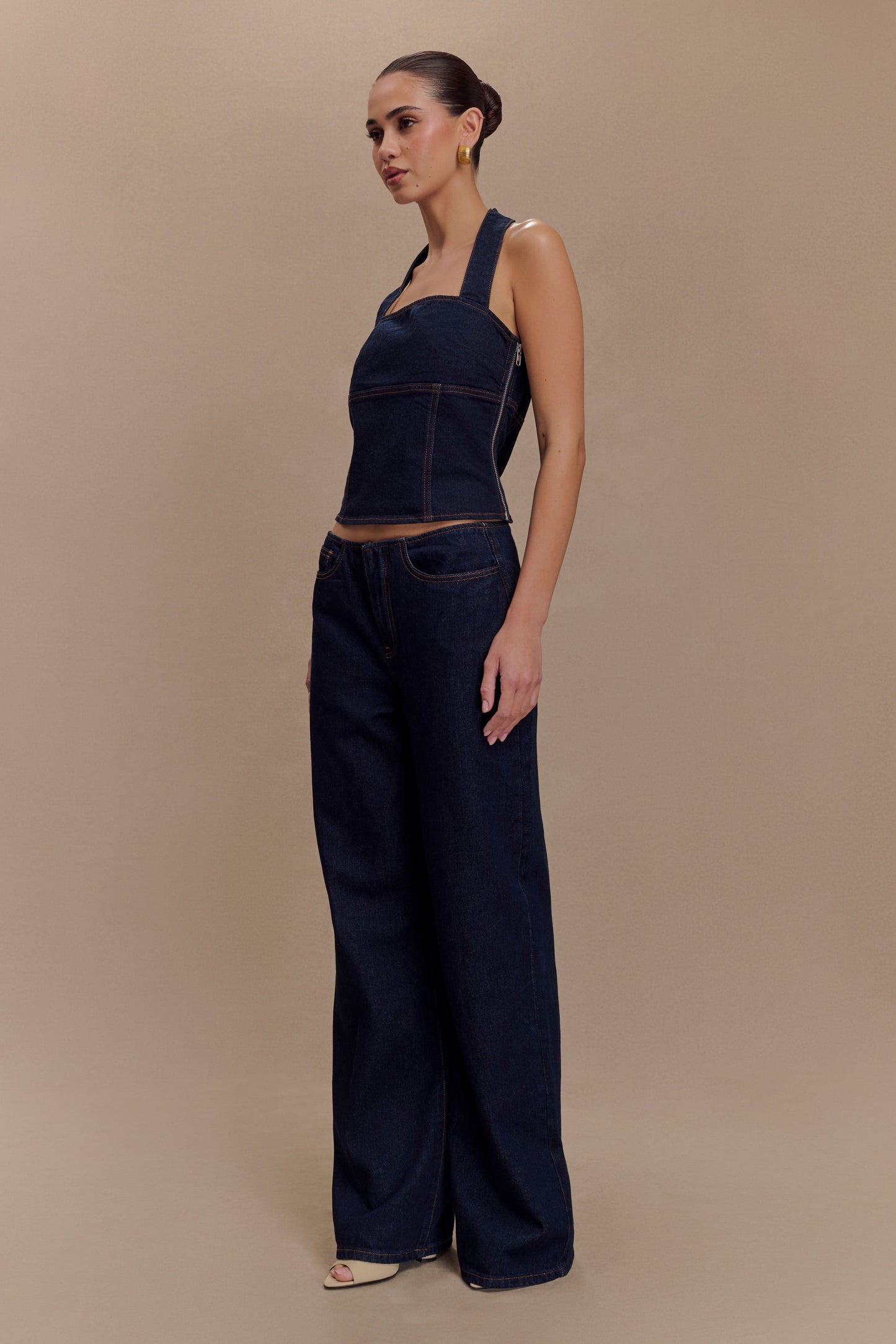 ROF Dayna Denim Boyundan Bağlamalı Üst - İndigo Mavi