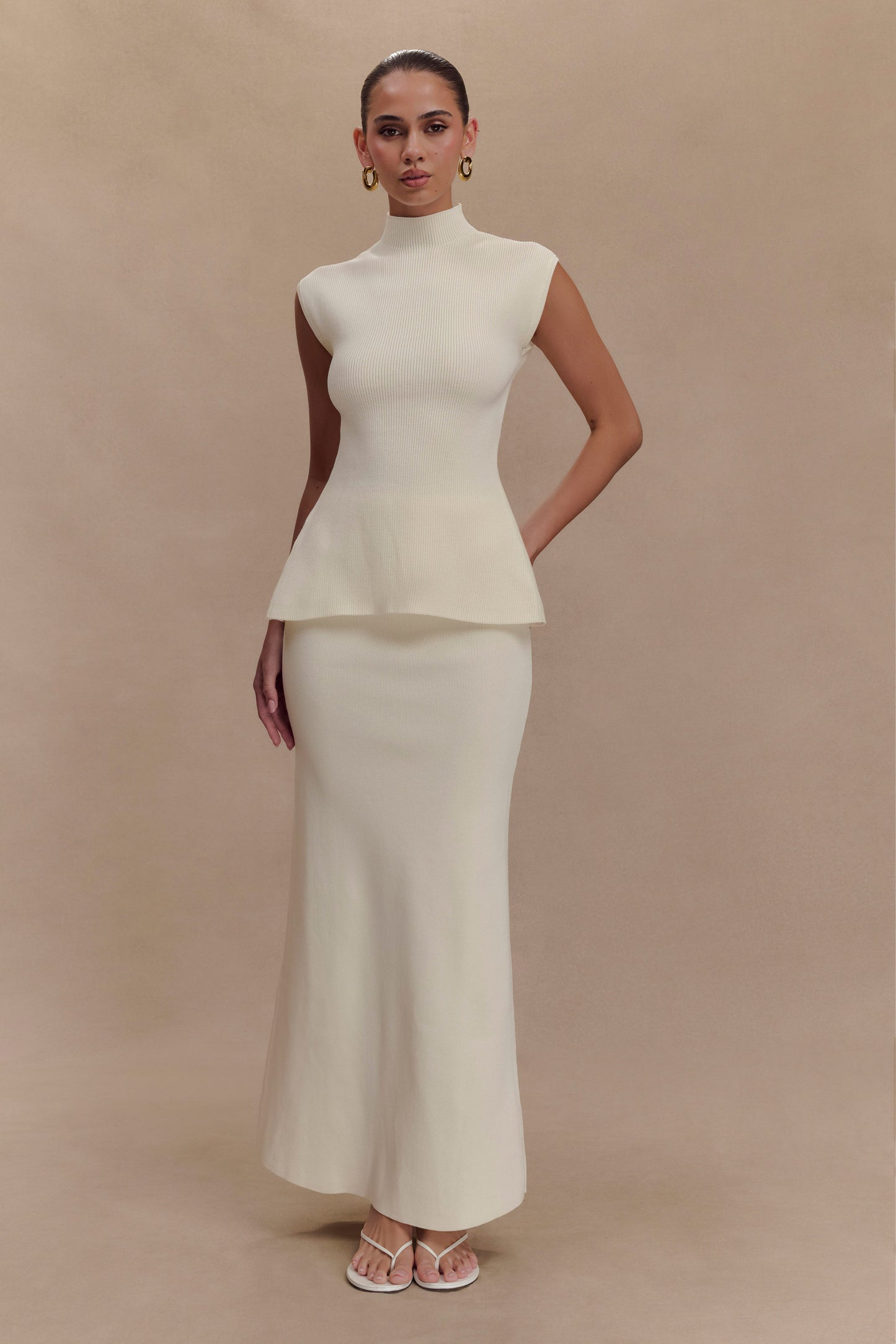 ROF Maxine Knit Arkası Açık Üst - Fildişi