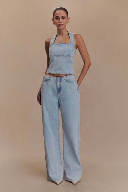 ROF Caitlin Mid Bel Denim Flare Jeans - Açık Mavi