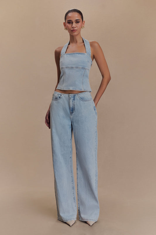 ROF Caitlin Mid Bel Denim Flare Jeans - Açık Mavi