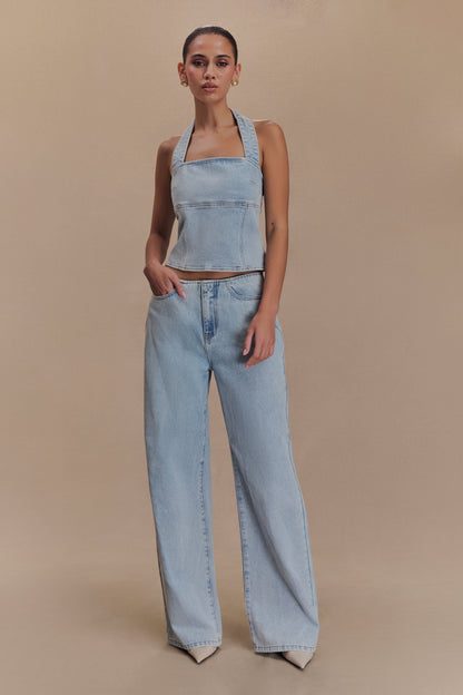 ROF Caitlin Mid Bel Denim Flare Jeans - Açık Mavi