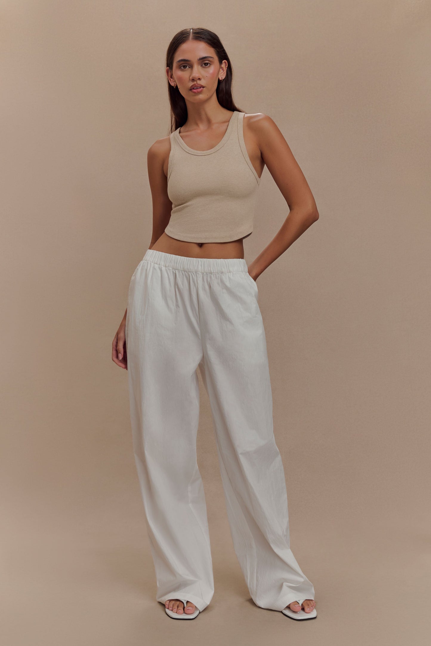 ROF Morgana Fitilli Kolsuz Bluz - Neutral Marle