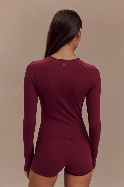 ROF Eliana Uzun Kollu Aktif Üst - Bordo