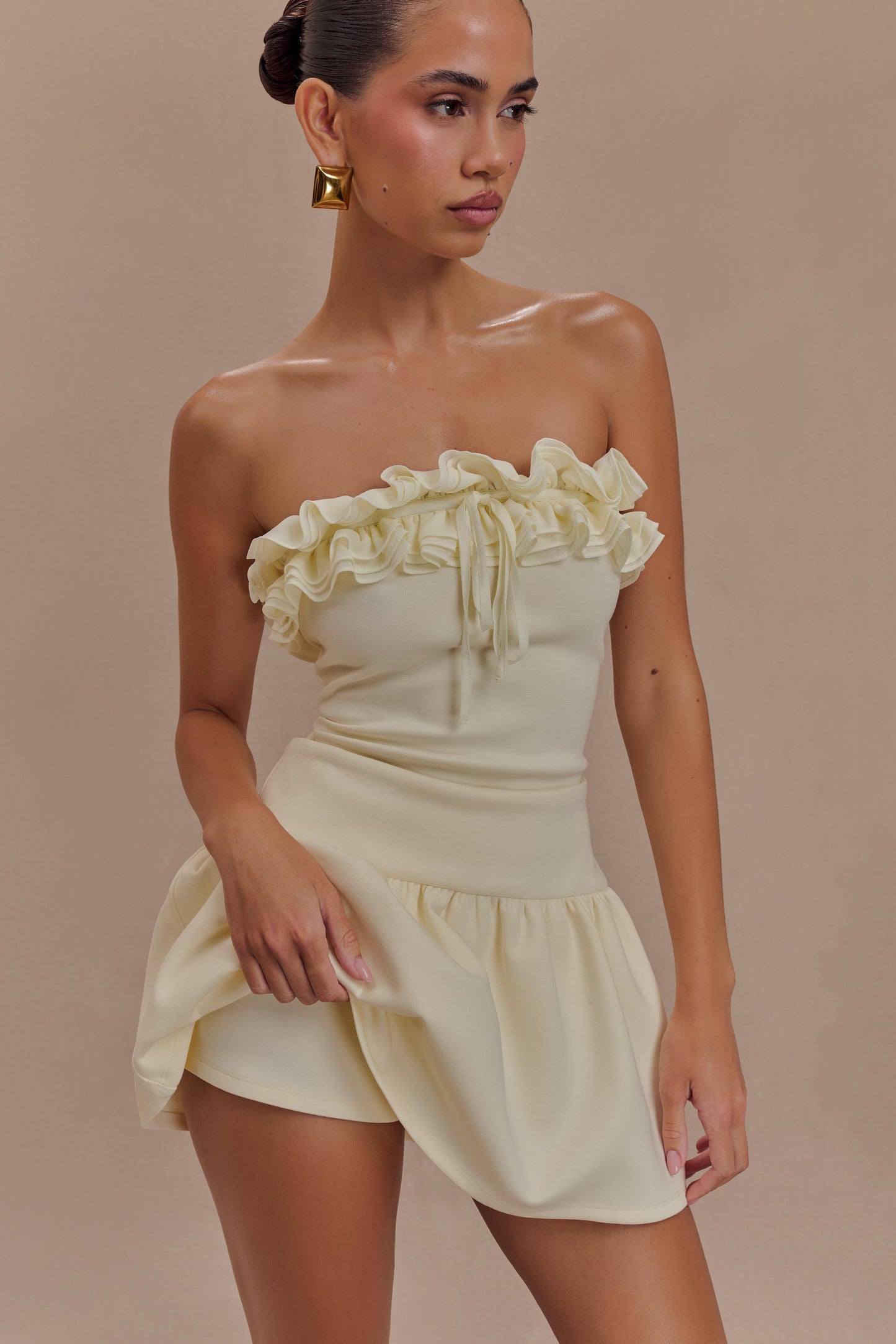 ROF Jennie Frill Mini Şort - Fildişi