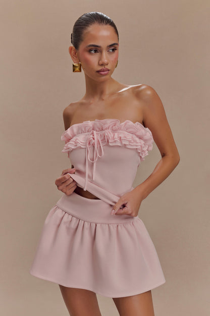 ROF Jennie Frill Mini Şort - Bale Pembesi