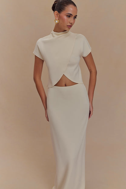 ROF Eris Scuba Jersey Maxi Etek - Fildişi