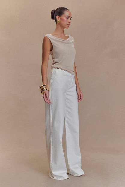 ROF Caitlin Mid Bel Denim Flare Jeans - Beyaz