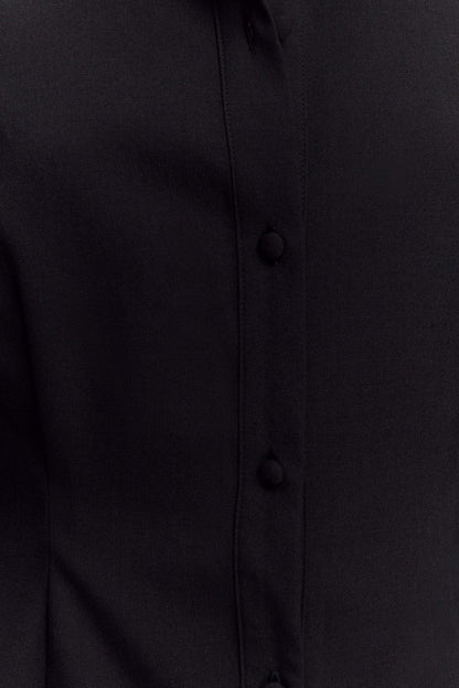 ROF Dorian Fitted Gömlek Mini Elbise - Siyah