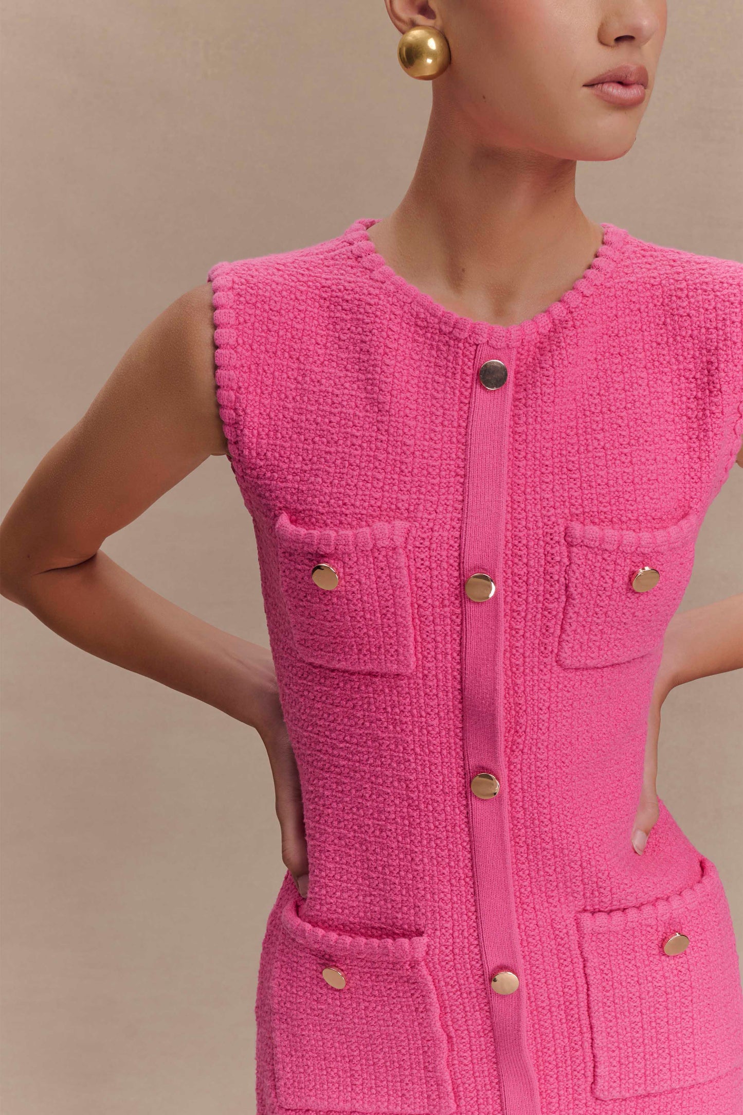 ROF Mia Triko Mini Elbise - Pembe