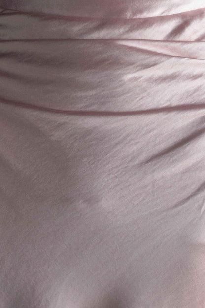 ROF Sedir Straplez Saten Maxi Elbise - Soft Pembe
