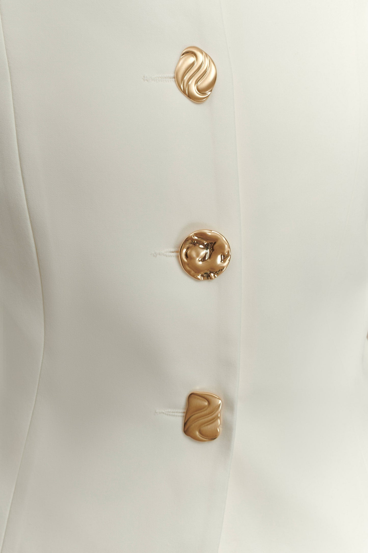 ROF Asya Karışık Düğme Blazer - Fildişi