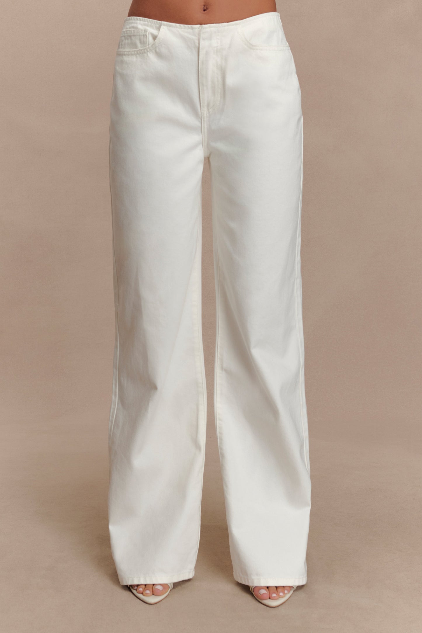 ROF Caitlin Mid Bel Denim Flare Jeans - Beyaz