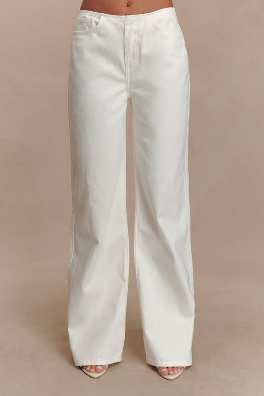 ROF Caitlin Mid Bel Denim Flare Jeans - Beyaz