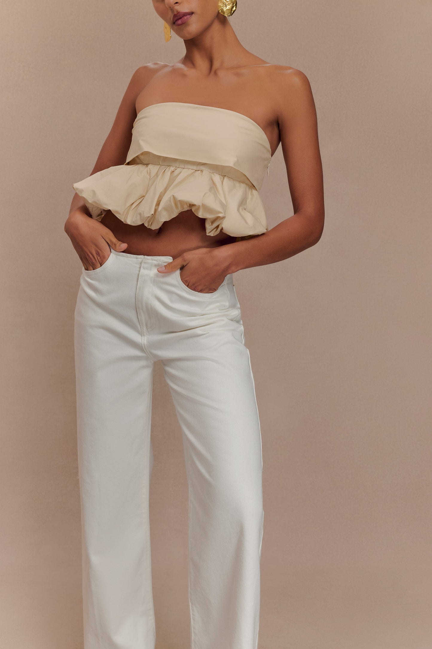 ROF Caitlin Mid Bel Denim Flare Jeans - Beyaz