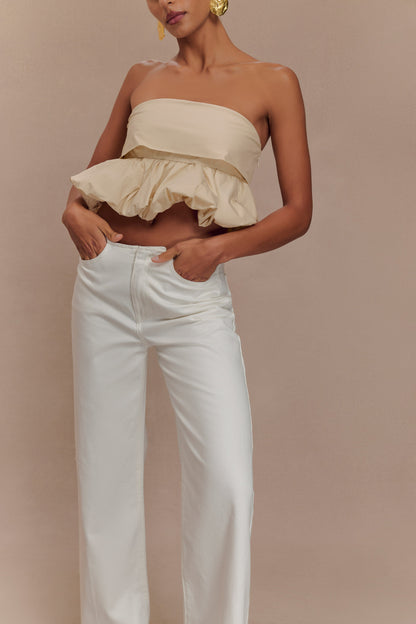 ROF Caitlin Mid Bel Denim Flare Jeans - Beyaz