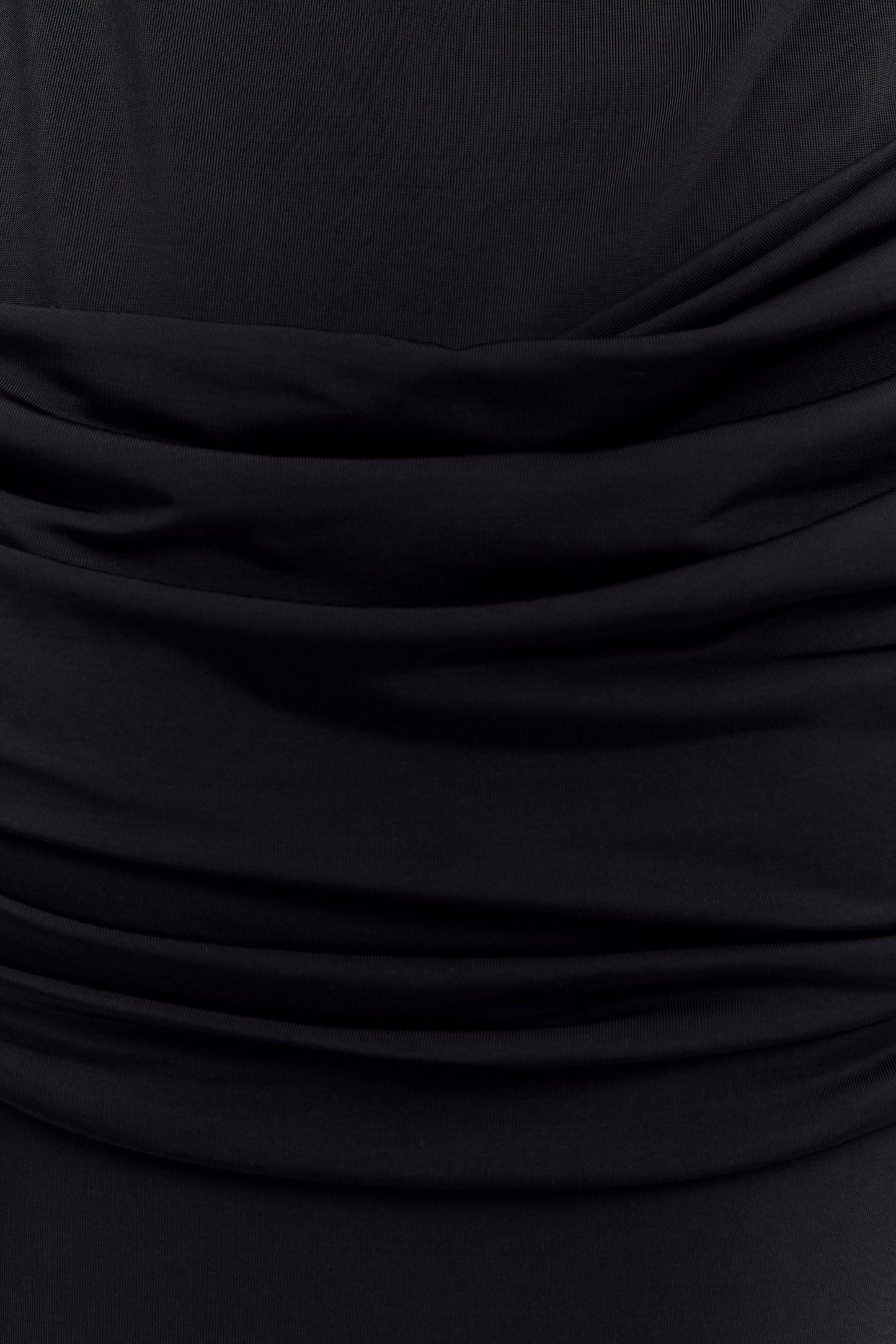 ROF Henley Slinky Drape Maxi Elbise - Siyah