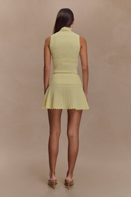 ROF Indy Pointelle Örgü Mini Etek - Limon