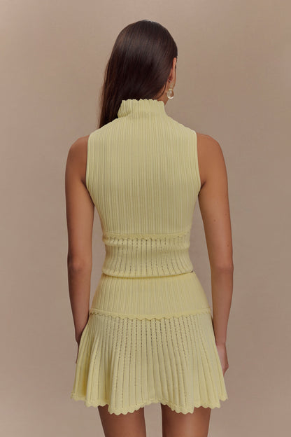 ROF Indy Pointelle Örgü Mini Etek - Limon