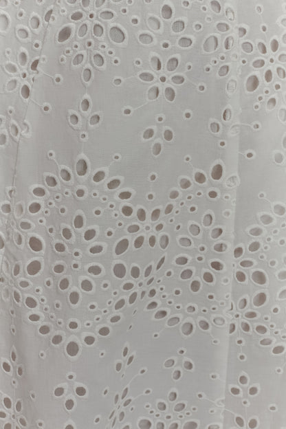 ROF Arla Broderie Midi Etek - Beyaz
