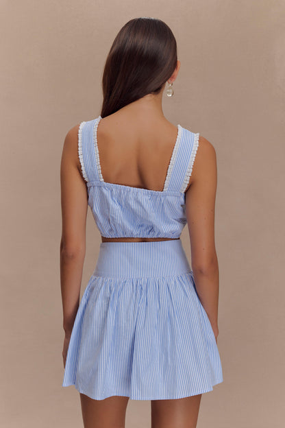 ROF Gretel Kolsuz Crop Top - Mavi Çizgili