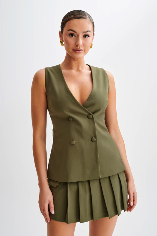 ROF Amelie Takım Elbise Longline Yelek - Askeri Zeytin