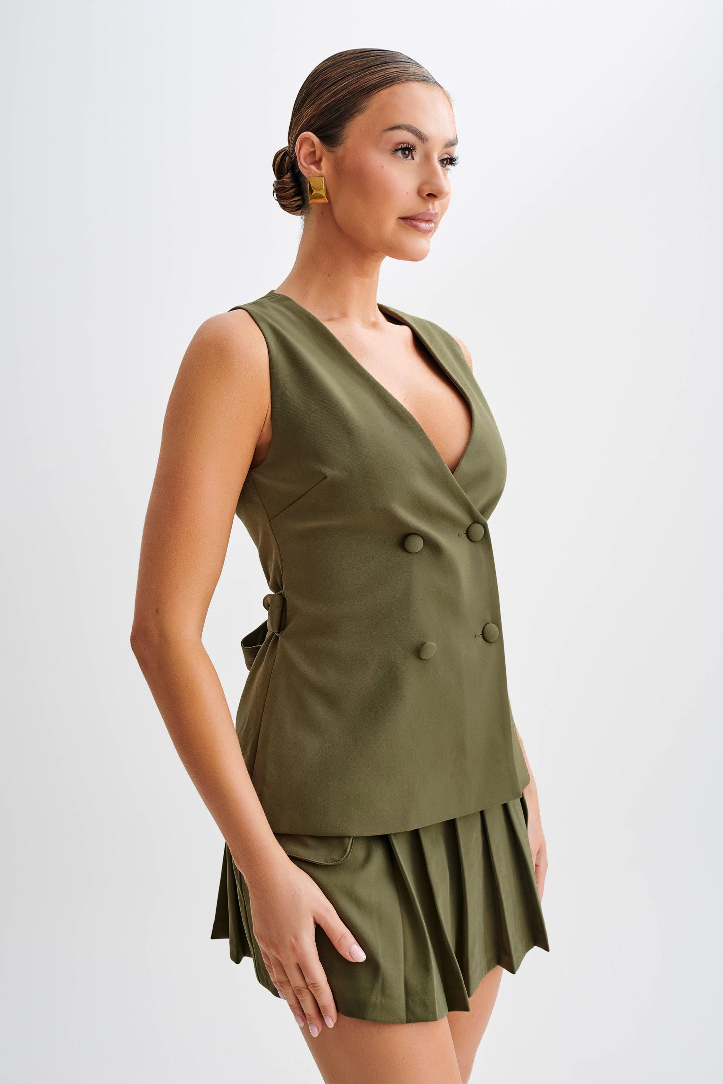 ROF Amelie Takım Elbise Longline Yelek - Askeri Zeytin