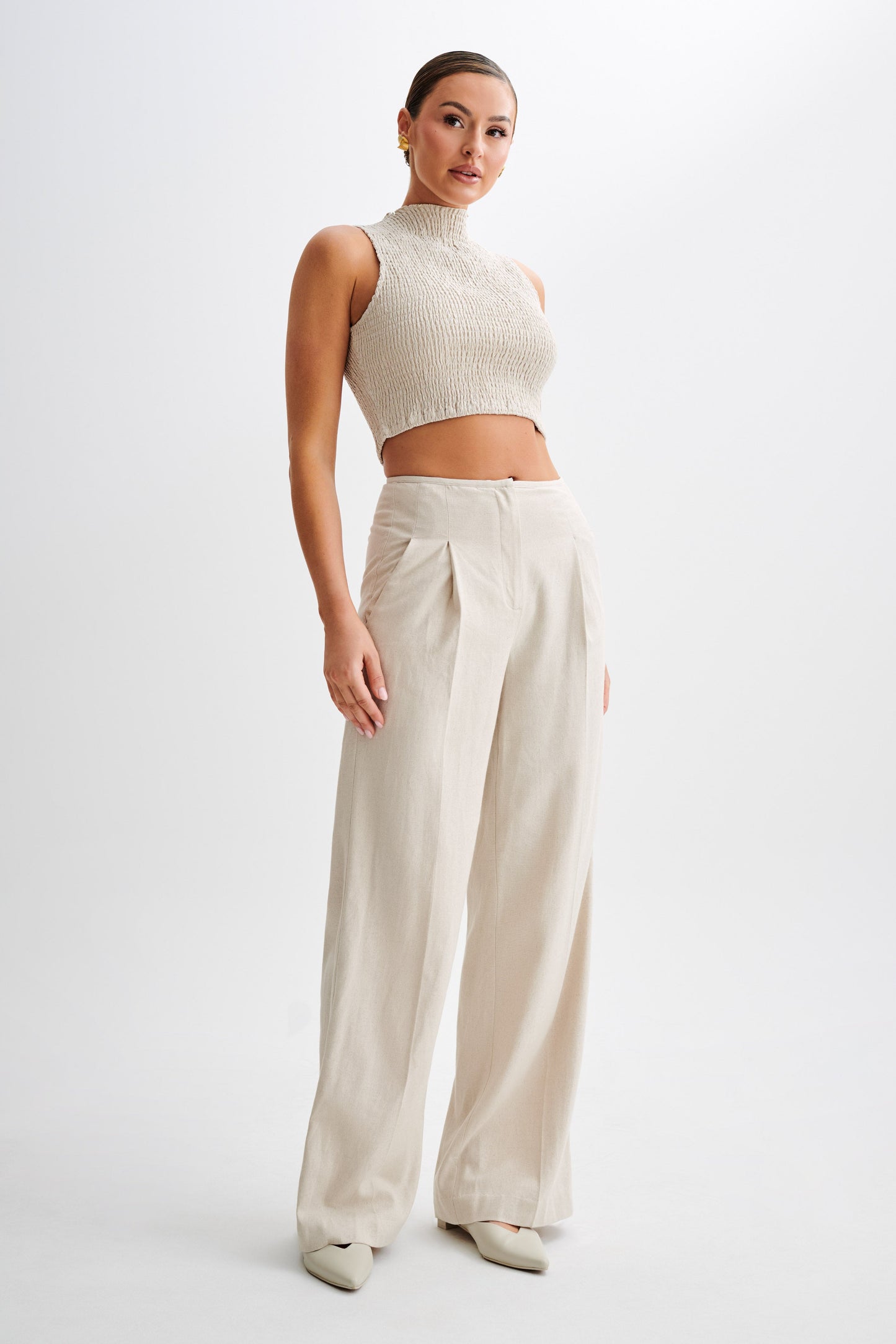 ROF Adrina Düz Paça Keten Pantolon - Naturel