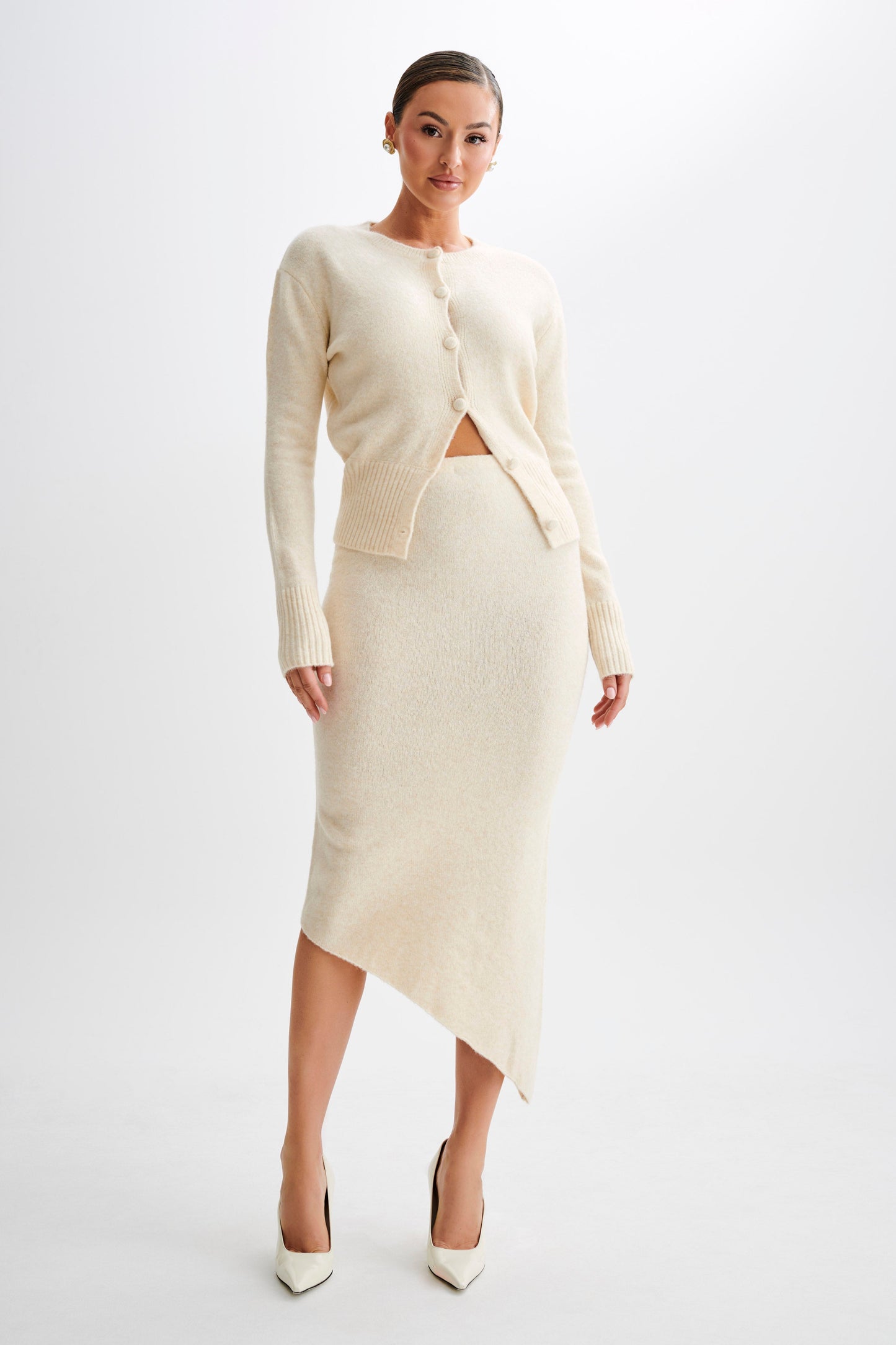 ROF Genevieve Oversize Triko Hırka - Krem Marle