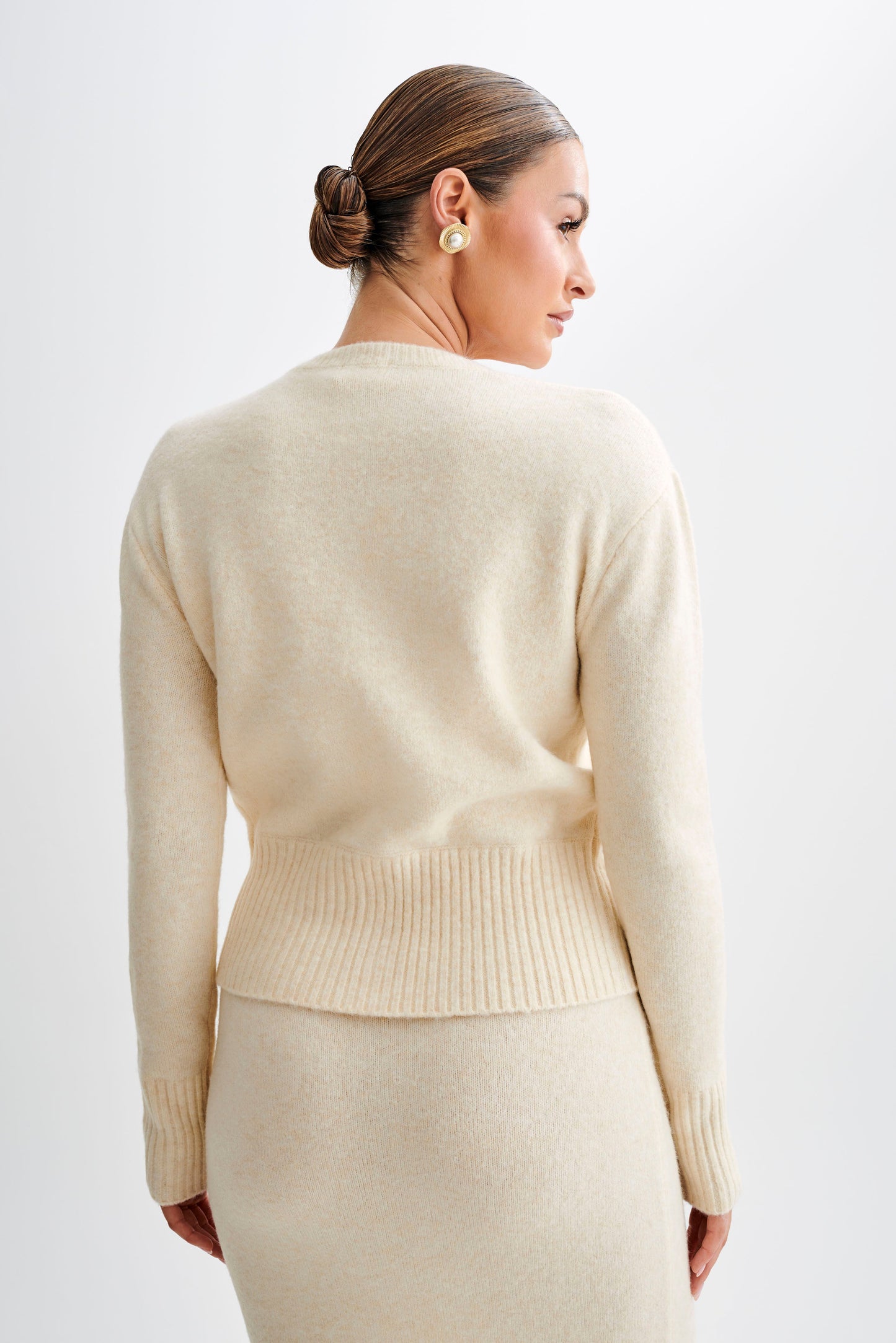 ROF Genevieve Oversize Triko Hırka - Krem Marle
