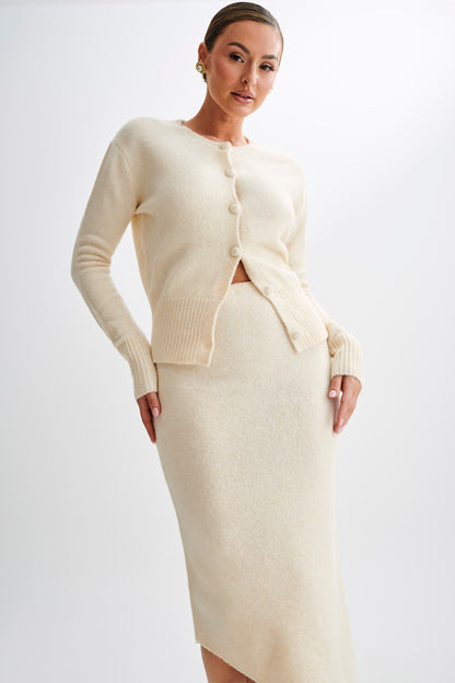ROF Genevieve Oversize Triko Hırka - Krem Marle